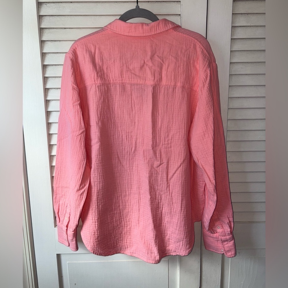 Boden Coral Gauze Button-Up Shirt size 10 Beachy Lightweight Breathable - Picture 5 of 7